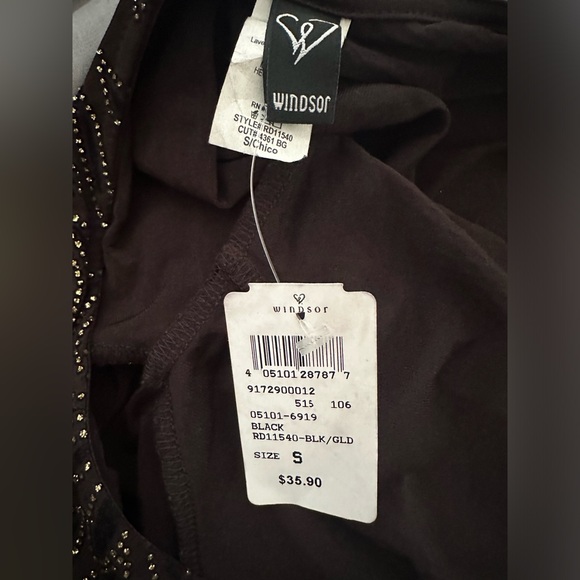 Windsor Dress Black Gold Sequins Mini Flashy Long Sleeve Body Con Dress NEW - Picture 5 of 6